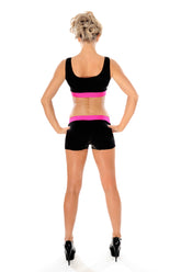 Contrast Band Crop Top - Black / Pink